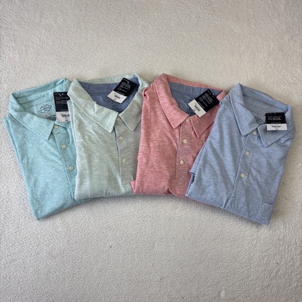 NEW LOT OF 4: ST JOHNS BAY Mens Super Soft Polo Shirts 2XLT Tall Cotton Stretch